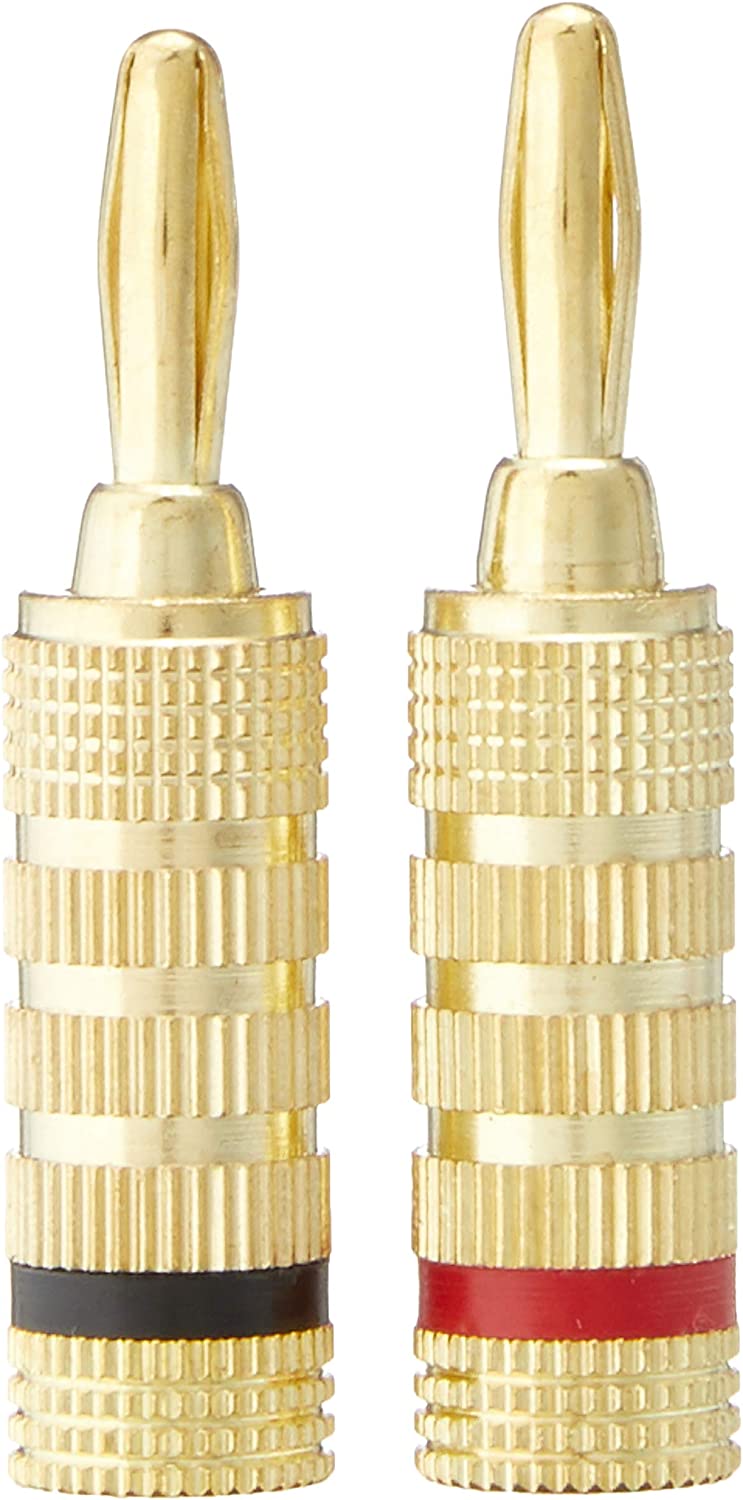 24k Gold Plated Speaker Banana Plugs, 2PK