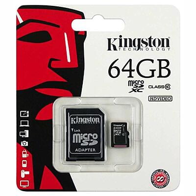 Kingston MicroSDHC Card w/ Adapter - 64GB - Class 10