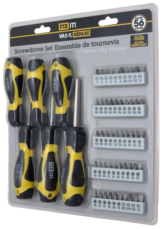 FIX IT!® 56 PIECE SCREWDRIVER AND BIT SETS FIX IT!® 56 PIECE SCREWDRIVER AND BIT SETS