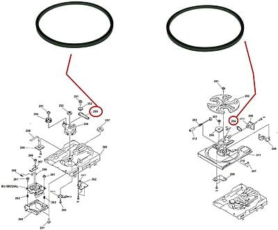 SONY CD Player Loading Open Close Turning CD Tray Deck Rubber Belt Kit