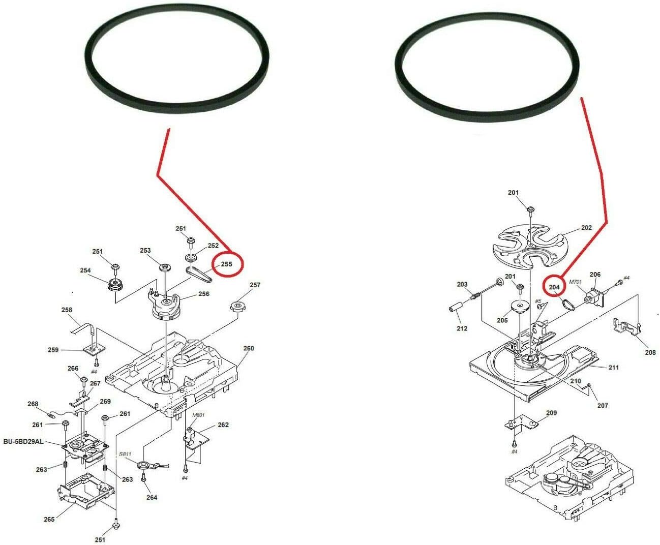 SONY CD Player Loading Open Close Turning CD Tray Deck Rubber Belt Kit SONY CD Player Loading Open Close Turning CD Tray Deck Rubber Belt Kit