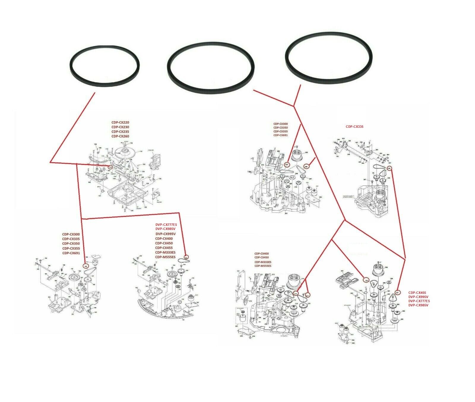 SONY 300, 400 Series Cd Players Belt Kit