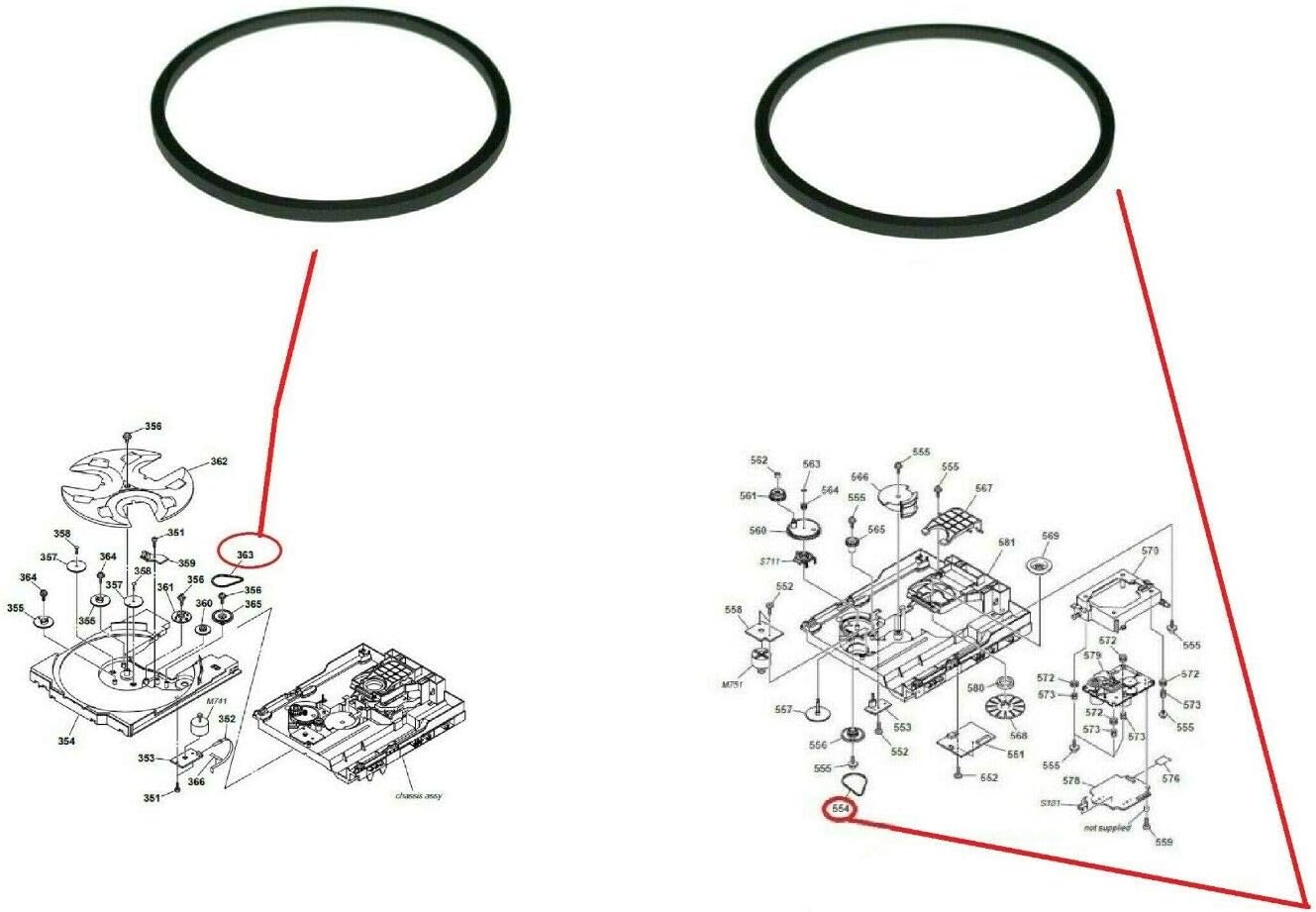 SONY CD Belt Kit (1x Door Loading Belt + 1x Rotary Belt)