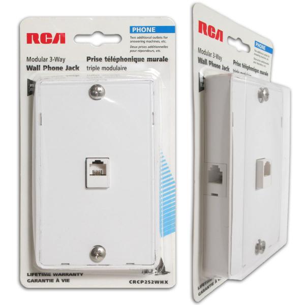 RCA Modular (RJ11) 3-Way Wall Phone Jack