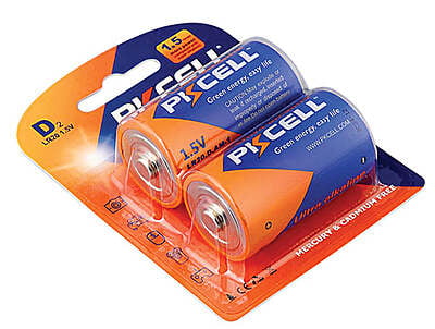 PKCELL D Batteries, 1.5V Alkaline Battery 2 Pack