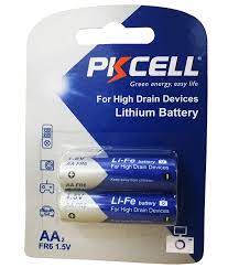 2900mA 1.5V AA LITHIUM BATTERIES (2PK)