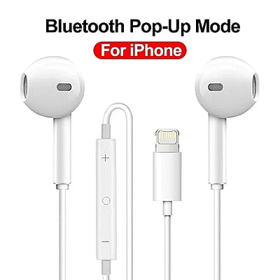 Apple Earbuds Headphones with Lightning Connector, Built-in Microphone & Volume Control, Noise Isolating