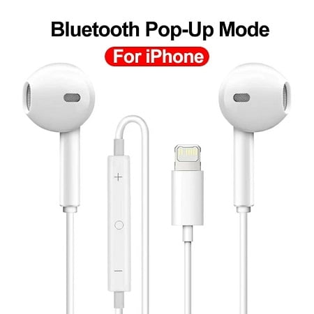 Apple Earbuds Headphones with Lightning Connector, Built-in Microphone & Volume Control, Noise Isolating