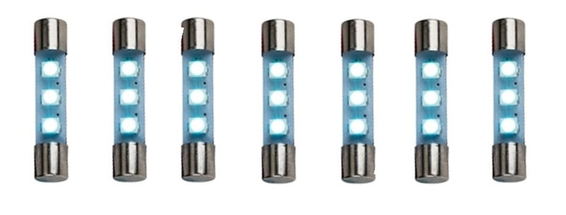 7-Pack 8VAC LED Fuse Lamp, Cool Blue (L-12/LEDCB)