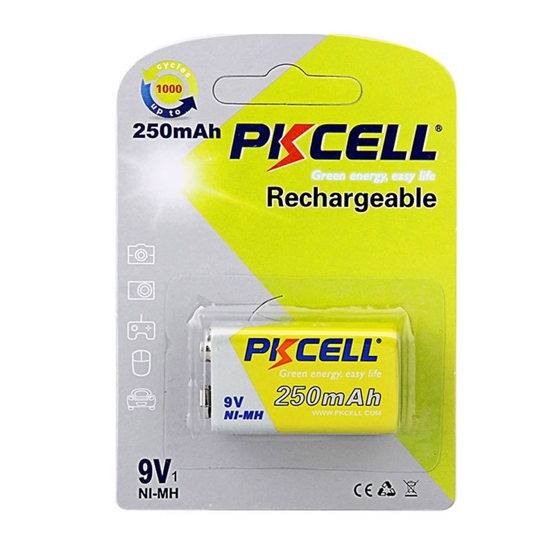 250mA 9V NIMH RECHARGABLE BATTERIES (1PK)