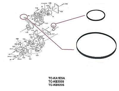 SONY TC-KA1ESA, TC-KB920S, TC-KE500S Cassette Belt Kit SONY TC-KA1ESA, TC-KB920S, TC-KE500S Cassette Belt Kit