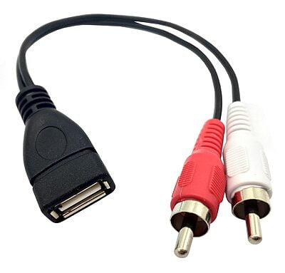 USB 2.0 A Female to 2 Dual RCA Male Y Splitter Audio Video AV Composite Adapter Cable (USB F/2RCA M)