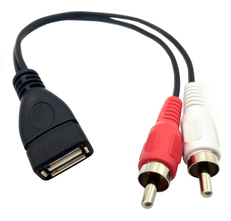 USB 2.0 A Female to 2 Dual RCA Male Y Splitter Audio Video AV Composite Adapter Cable (USB F/2RCA M)